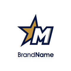 Obraz premium Initial M Gold Star Logo