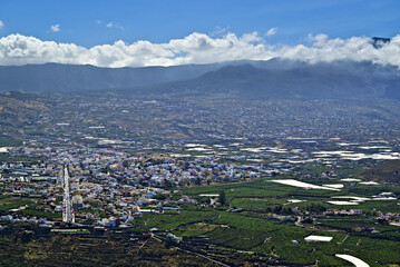Aerial view of Los Llanos de Aridane on the island of La Palma.