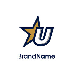 Initial U Gold Star Logo