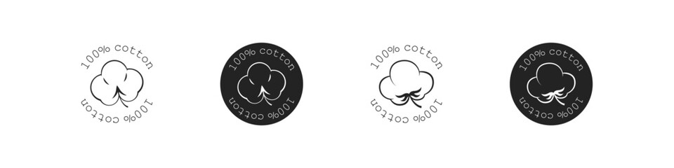Cotton 100% vector icon. Eco clothing logo set.