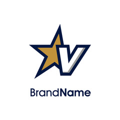 Initial V Gold Star Logo