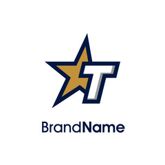 Initial T Gold Star Logo