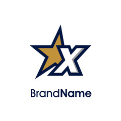 Obraz premium Initial X Gold Star Logo