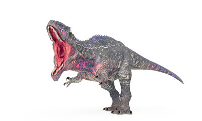 giganotosaurus is intimidating the others on white background side view © DM7