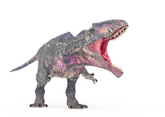 giganotosaurus is intimidating the others on white background cool view © DM7
