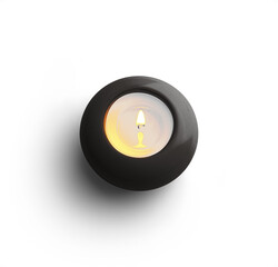 Black Candle Ceramic Lit Angled