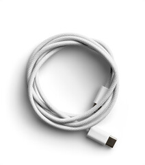 Braided USB-C Cable Rolled 2 - obrazy, fototapety, plakaty