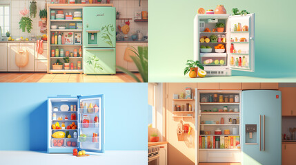 shelves with images of food in shop
