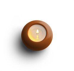 Brown Candle Ceramic Lit Angled