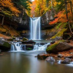 waterfall in autumn forest Generated by ai	