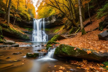 waterfall in autumn Generated by ai	