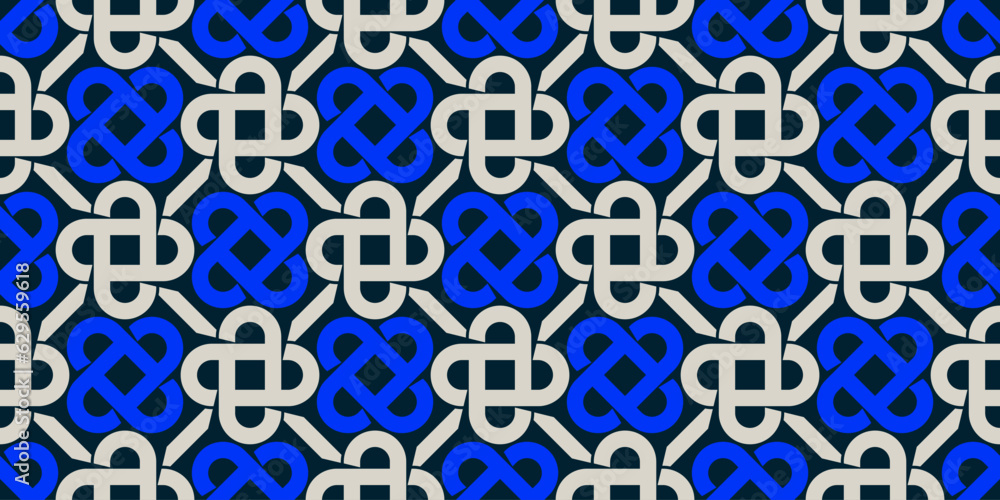 Aufkleber Abstract geometric seamless pattern, vector elegant color rhythmic repeating texture with white and blue Celtic ornament