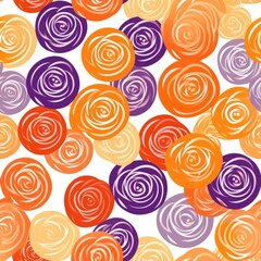 Colorful abstract rose flowers seamless pattern. Vibrant floral background. AI illustration for wedding, surface, textile, wallpaper design..