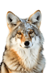Fototapeta premium Coyote isolated on white background, wildlife photography