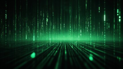 Image of a single line of green code running across a dark background, representing encrypted data