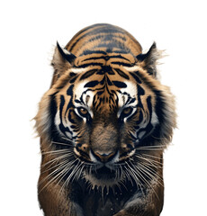 Portrait of a tiger isolated on transparent background	