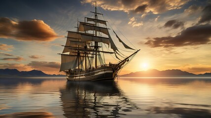 Obraz premium a wonderful landscape with a ship