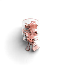 Rose Gold Bulldog Clips Jar Opened Flatlay Angled