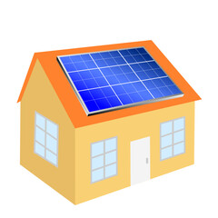 A house with solar panels on the roof. Environmentally friendly concept.