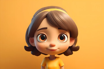 Cute avatar of the virtual world of Latino girls with big eyes on a simple background