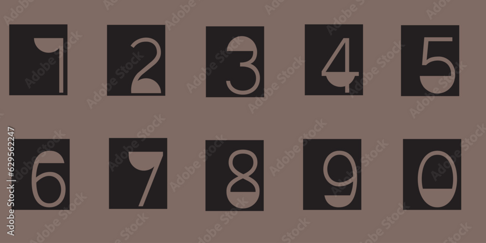 Aufkleber various kinds of custom vector numbers.t a minimum. gradient color. dark. banner network. 3d effect.