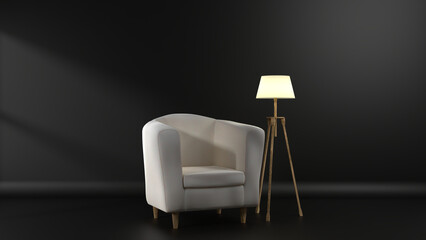 A studio scene with minimal decorations. 3D rendering