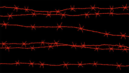 Barbed wire background. Vector illustration isolated on black.