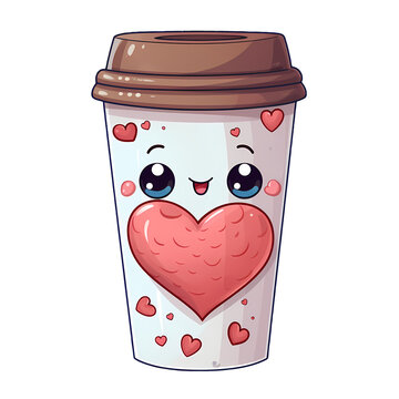 Coffee Cup Love Watercolor Clipart