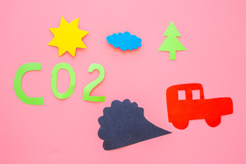 Global warming and climate change concept with paper word CO2