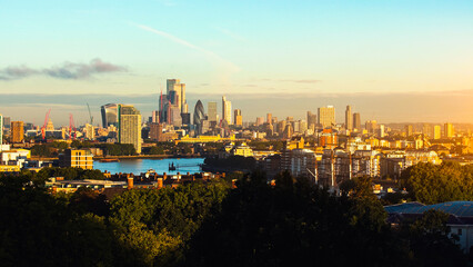 London City. Financial District of London. London skyline , city escape at sunset. 