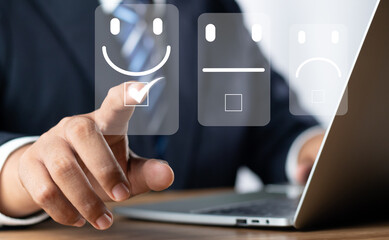 Customer or User give rating to service experiences review satisfaction feedback survey on online application, Customer can evaluate quality of service leading to reputation ranking of business.