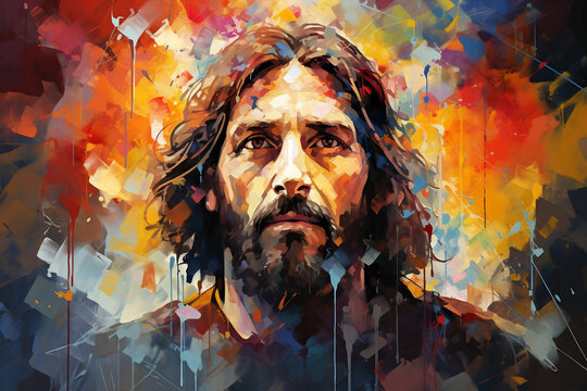 Spectral Reflections: A Vibrant Abstract Depiction of Jesus Christ's Cross