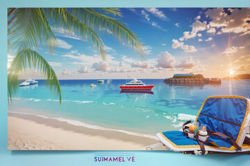 summer travel vacation template set
