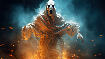 Scary monster ghost, undead. Horror background. Halloween.