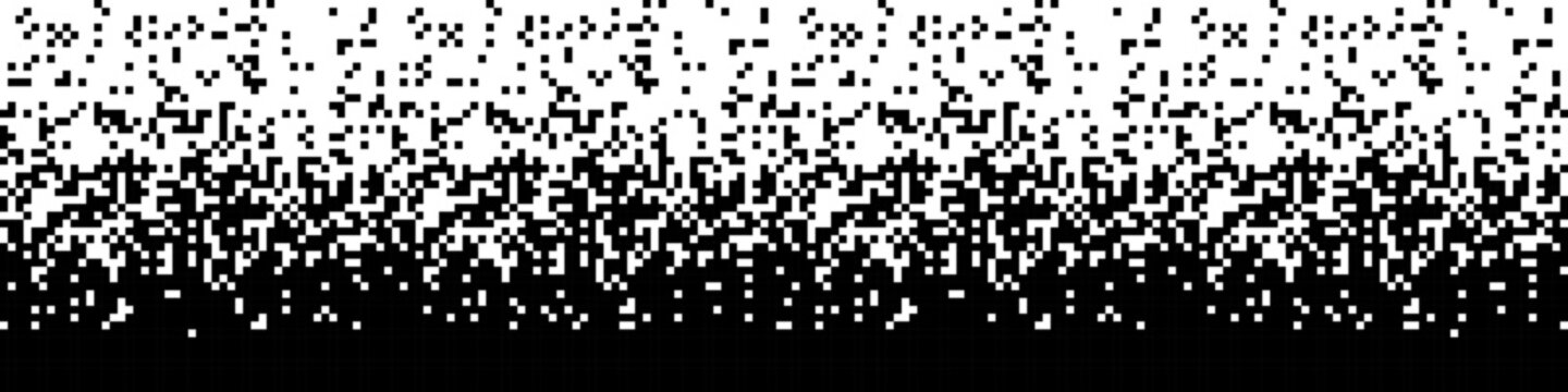 Pixel pattern. Vector seamless background. Abstrac glitch texture design. Retro geometric illustration. Game wallpaper. Simple repeat. Gradient from black to white. Falling Pixels