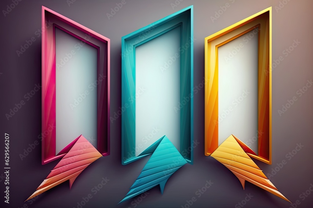 Poster set of colorful frames with arrows