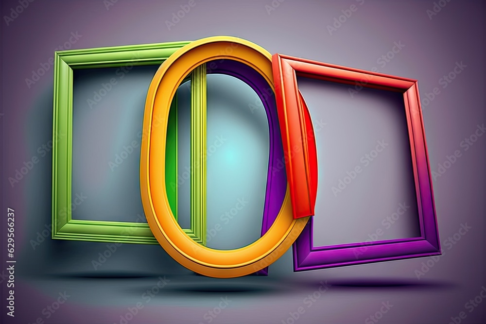 Poster multicolored frames on a dark background