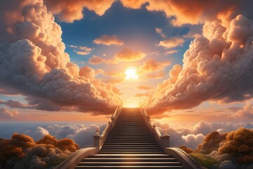 Imaginary representation of the stairway to heaven, Generative AI