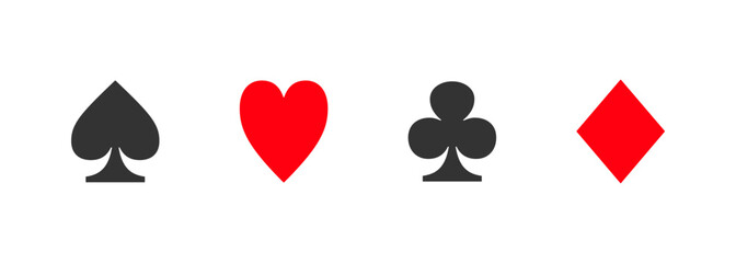 Suit deck playing cards. Set poker and casino icon. Vector isolated illustration