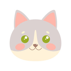 Cute cat face. Illustration on transparent background