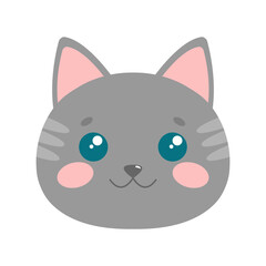 Cute cat face. Illustration on transparent background