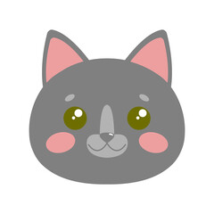 Cute cat face. Illustration on transparent background