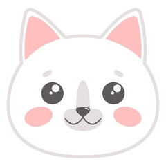 Cute cat face. Illustration on transparent background