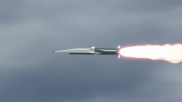 Hypersonic Missile flying in the clouds.