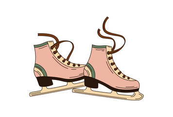 Colorful ice skates for figure skating in winter.  Vector illustration