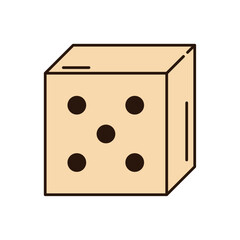 Vector illustration of white game dice icon. 