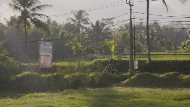 riding scooty in fields