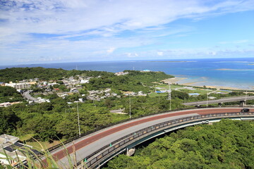 Scenery of "Nirai Kanai Bridge" in Okinawa Prefecture, Japan