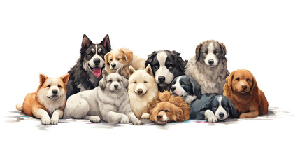 Illustration of a bunch of different dogs