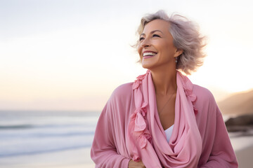 Hope and Positivity: Capture candid moments of breast cancer survivors looking hopeful and positive about their future ai generated art